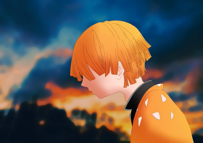 みゅーいさんがTwitterに投稿した我妻善逸(鬼滅の刃)のイラスト。