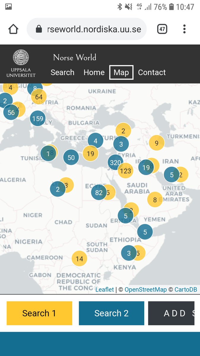 Yes, more than 4000 attestations in our database over spatial references fr #EastNorse #medieval literature! 🎉🎉🎉 You know you want to check out the resource here 👇 norseworld.nordiska.uu.se And yes, we DO have a mobile version! (see pics📱) #medievaltwitter #GIS