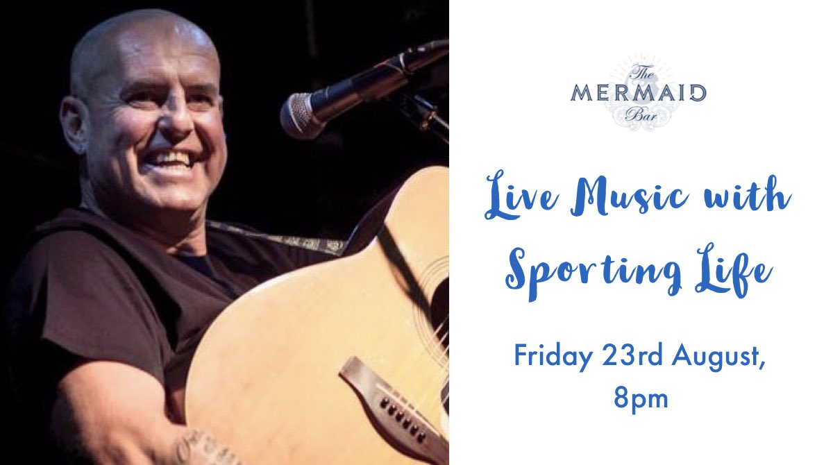 We have LIVE MUSIC 🎶 tomorrow night with Sporting Life. 

We hope you can stop for some tunes to get your Bank Holiday off to a rocking start!  🎸🍸🧜🏻‍♀️