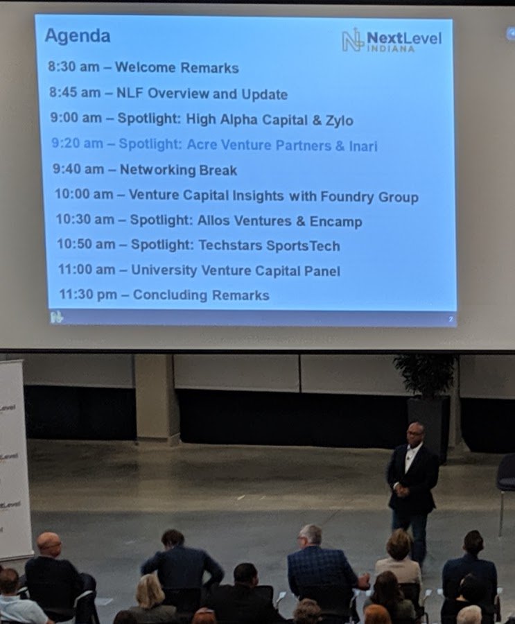 PurdueWestGate's tweet photo. Kicking off the Next Level Fund Annual Summit with welcome remarks from @ElaineBedel @GovHolcomb and @aaron_gillum! We are excited to engage with everyone today! @VenturesHG 

#venturecapital #vc #startups #NextLevelFund #indiana #entrepreneurship #INnovateWithUs https://t.co/zEVotQZ2M1