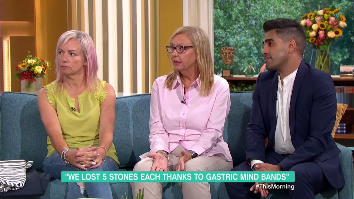 thismorning's tweet photo. After self-confessed This Morning fan Jackie saw a ‘gastric mind band’ segment on the show, her fascination led her to give hypnosis a try. One year on, Jackie and her sister Sharon are both five stone lighter! https://t.co/Uomh5hWAyS
