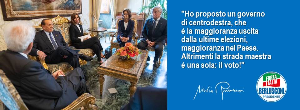 #Berlusconi: "Ho proposto un governo di centrodestra, che è la maggioranza uscita dalla ultime elezioni, maggioranza nel Paese. 
Altrimenti la strada maestra è una sola: il voto!" #ElezioniSUBITO #Quirinale #ElezioniAnticipate