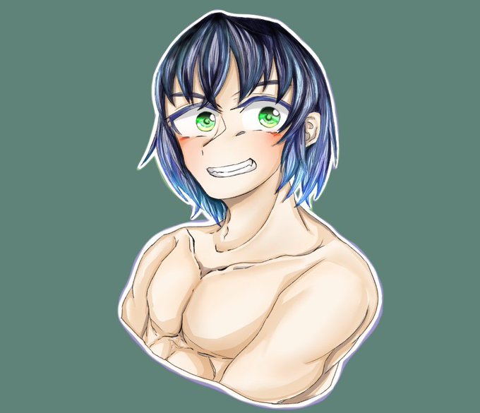 麻痺さんがTwitterに投稿した嘴平伊之助(鬼滅の刃)のイラスト。