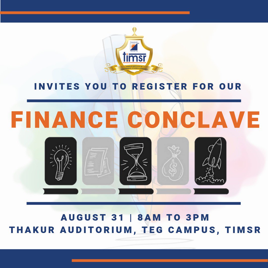 We are excited for this year’s Finance Conclave, are you? Quickly get yourself registered by clicking on the link below. Hurry, limited seats left!
forms.gle/idxPCRQK2pkyfR…
#FinanceConclave #PGDM #IndustryExperts #FinanceStrategies #FinanceReforms #RegistrationsOpen #TIMSR #PGDM