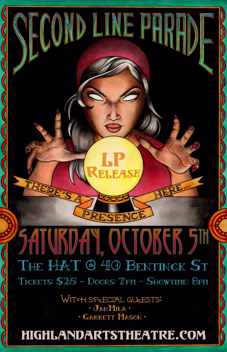 SecLineParade's tweet image. Big news! Garrett Mason and Jah'Mila will be joining us for our LP release at @HighlandArtsCB October 5! Get your tickets before they're gone! 🔮 tickets.highlandartstheatre.com/TheatreManager…