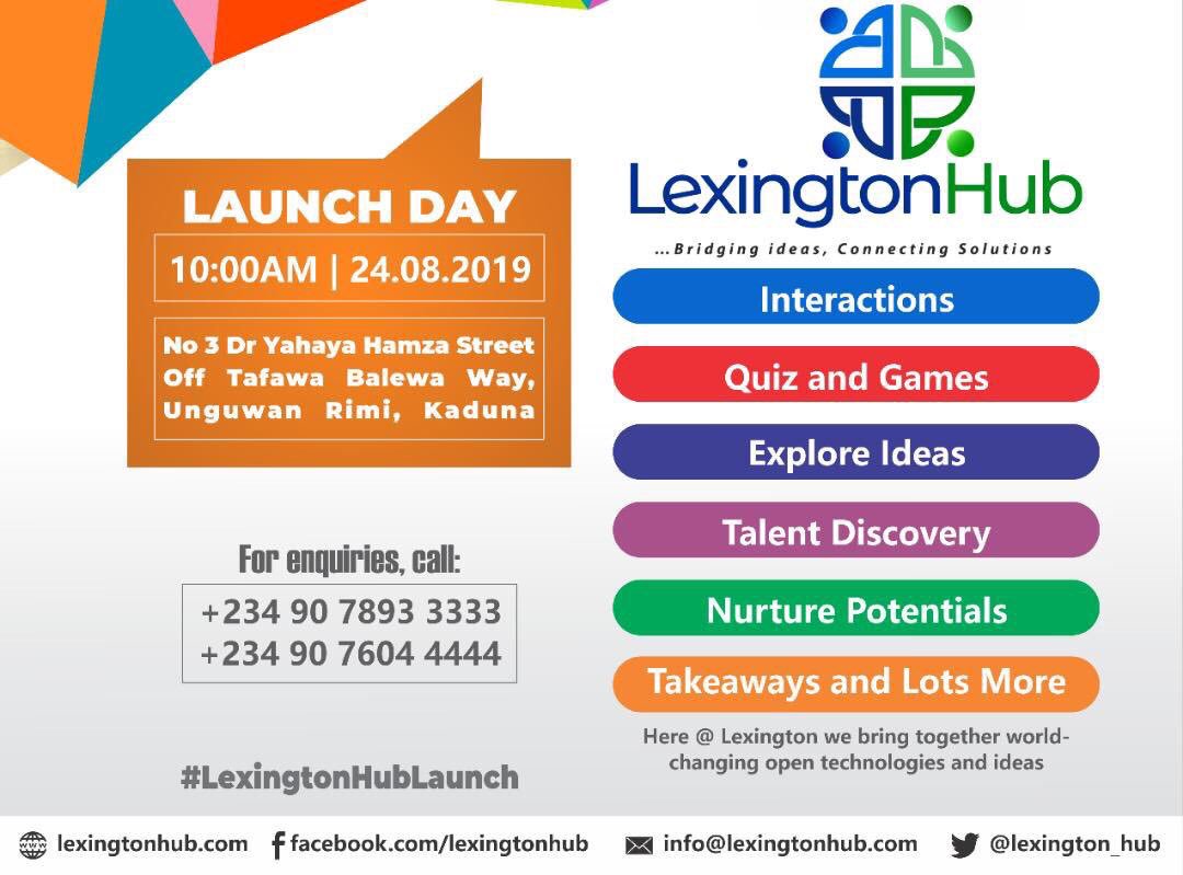 Mr_Emmcap__'s tweet photo. Afternoon twitter!!!
Join us at the unveiling of a tech-driven Innovation platform in Kaduna, Nigeria.
Lexington Hub,
The nest of Technology!
#LexingtonHubLaunch #ICT #GDG #SDGs #technology https://t.co/QnHqQEVQTf