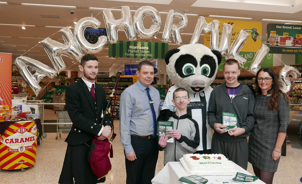 RenHSCP's tweet photo. Renfrewshire Learning Disability Service would like to thank Morrison's for inviting Michael &amp; Christopher to reopen the Lonend store

In recognition of the work Mirin Day Opportunities do packing bags for customers. A wonderful example of supporting your local community @ARCScot https://t.co/AO36DP7lzO