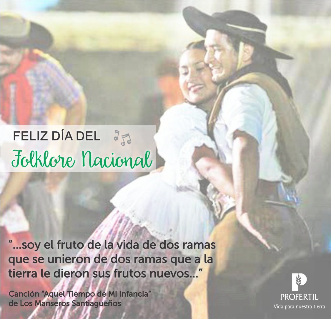 ProfertilAgro's tweet photo. 💙 Día del Folklore Nacional 💙
"...soy el fruto de la vida de dos ramas que se unieron
de dos ramas que a la tierra le dieron sus frutos nuevos..."
Canción "Aquel tiempo de mi infancia" de Los Manseros Santiagueños
#díadelfolklore #folklorenacional #ProfertilNutrientes https://t.co/0Has3m32gu