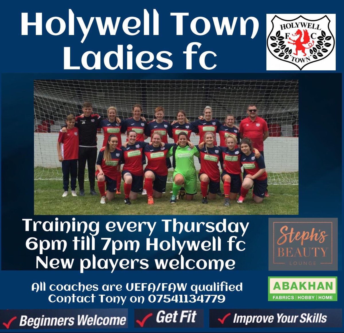 HolywellFc's tweet photo. Well after a few whirlwind months, the newly formed ladies team have been accepted in Div 2 of @NWWomensFL 

Get behind the ladies, home fixtures to be played at @HolywellTownFC on Sunday’s. Look out for the fixtures #wellwomen #ladiescan 

 @AbakhanFabrics and @SBL713944 https://t.co/lqjeFCiu5u