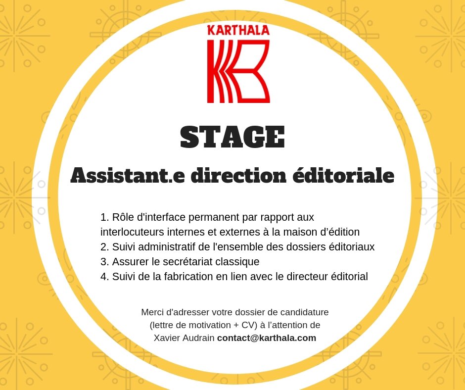 karthala Editions on Twitter "Les éditions Karthala recherchent un.e