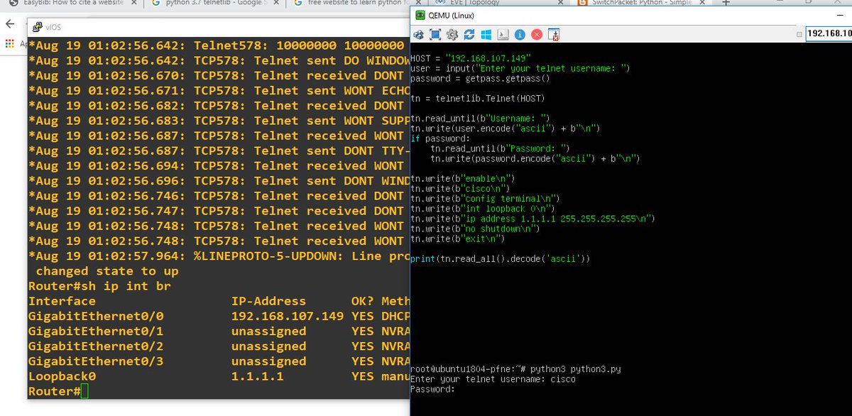 owobogbenga's tweet image. #LabEveryday
#eve-ng
#networkprogrammability
First executed python script