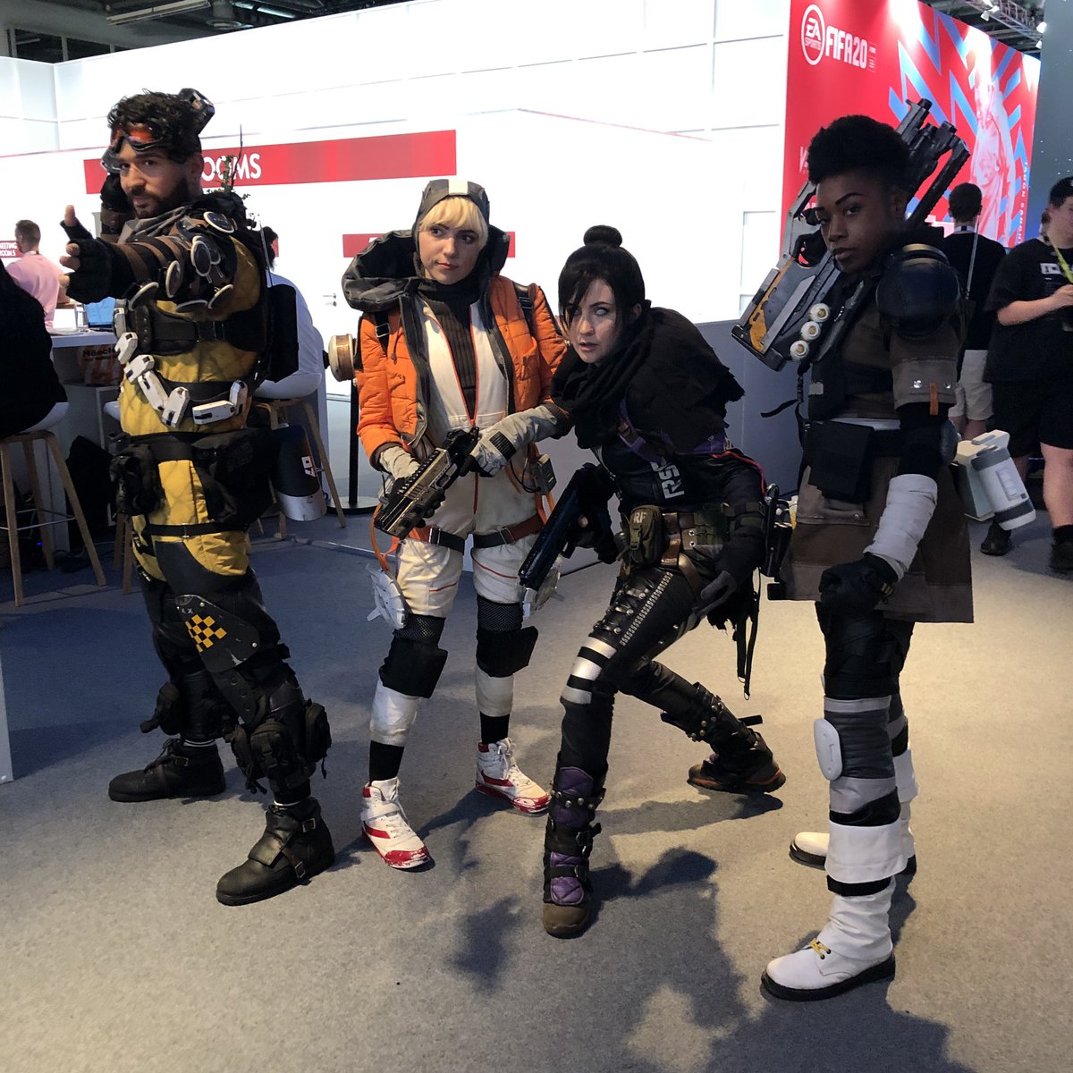 PressStartAU's tweet photo. Some really cool @PlayApex cosplay at the EA lounge. #EAgamescom https://t.co/o87OpaykKQ