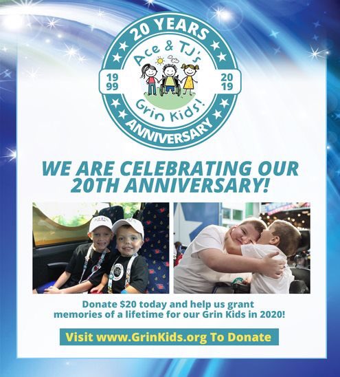 For $20 you can be a HERO and help us make memories of a lifetime for our 20th Anniversary Grin Kids! Donate Here Now - igfn.us/form/2MY9Bg @TheAceTJShow