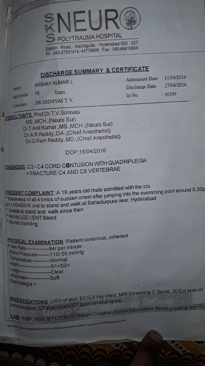 akshay_kumar00's tweet photo. @KTRTRS @KTRoffice 
Sir, I met with an accident in the year 2016, when I was 16years old.
It resulted into spinal cord damage and had to undergo surgery, but unfortunately I lost senses of my body and I am bed ridden from that day.Looking for help from you. https://t.co/k6MVdPdtrP