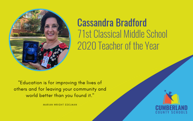 CumberlandCoSch's tweet photo. Meet Seventy-First Classical Middle School's Teacher of the Year, Cassandra Bradford. Being a witness to a student's discovery of new interests and abilities are her favorite things about teaching.
#corevalueinnovation https://t.co/2T0DZnPAxy