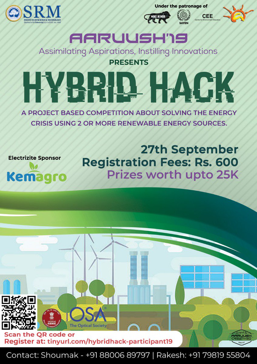 aaruushsrmist's tweet photo. Team Aaruush brings to you Hybrid Hack, a flagship event where you can ideate, innovate and build your own prototypes.
If you have a new and big idea, register on: https://t.co/PHifkzP60T
For more details please visit: https://t.co/G3igiVlca3
#Aaruush19 #HybridHack #Hack https://t.co/zhsRpj3wJD