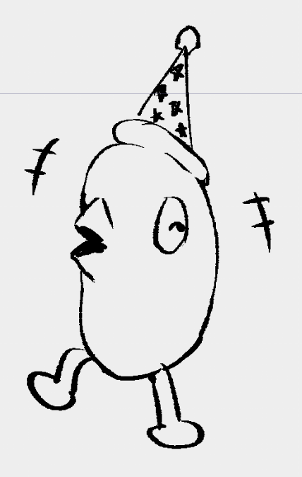 いつも作業通話してくれる人が30秒で描いたモノイイくんと利き手じゃない方でさらにマウスで描いてくれたモアイくん ありがとう… 感謝します 