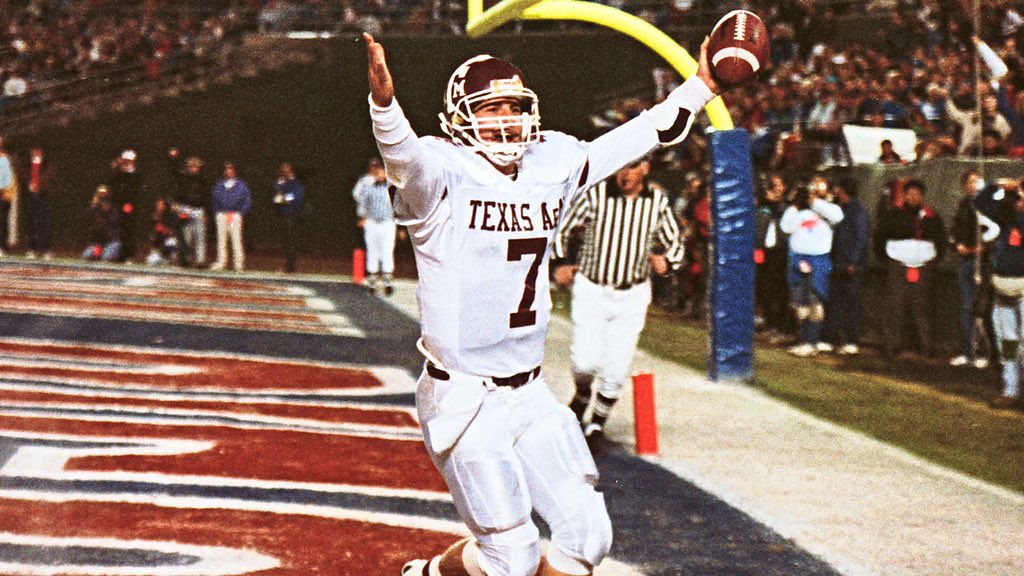 RBinBCS's tweet photo. Seven days until Aggie football season. Who is your favorite No. 7 in A&amp;M football history? Here’s mine: Bucky Richardson, who played QB with a linebacker’s mentality. https://t.co/blFenrEz1M