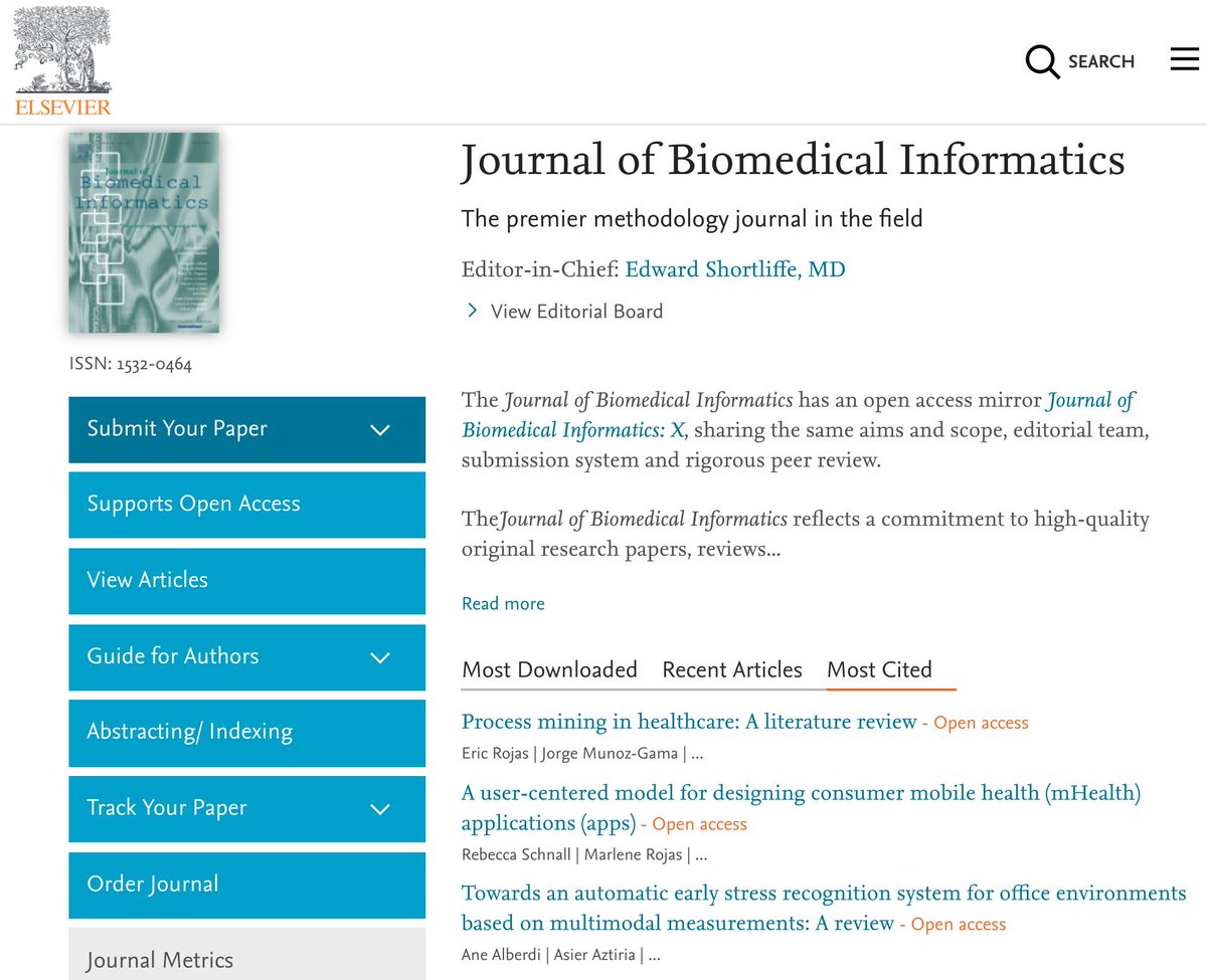 Our #interdisciplinary paper "#ProcessMining in #Healthcare: A literature review" is the most cited paper since 2016 in the Journal of Biomedical Informatics, and has become #OpenAccess! Check it in sciencedirect.com/science/articl…