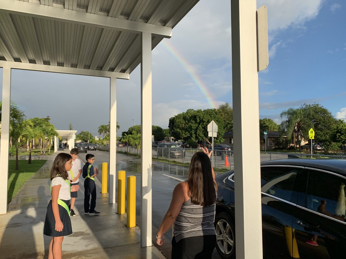 @AileenVega123 @gators2241 @acostacastro10 @JuankyDiaz @yaremi71 @isasg1067 @CROJPACE3 @MDCPSCentral @ColebrookEyez Arrival went really well, rain ☔️ didn’t slow us down and we even got a rainbow 🌈 #FOCUS on #PAWSitive @cpe_prek