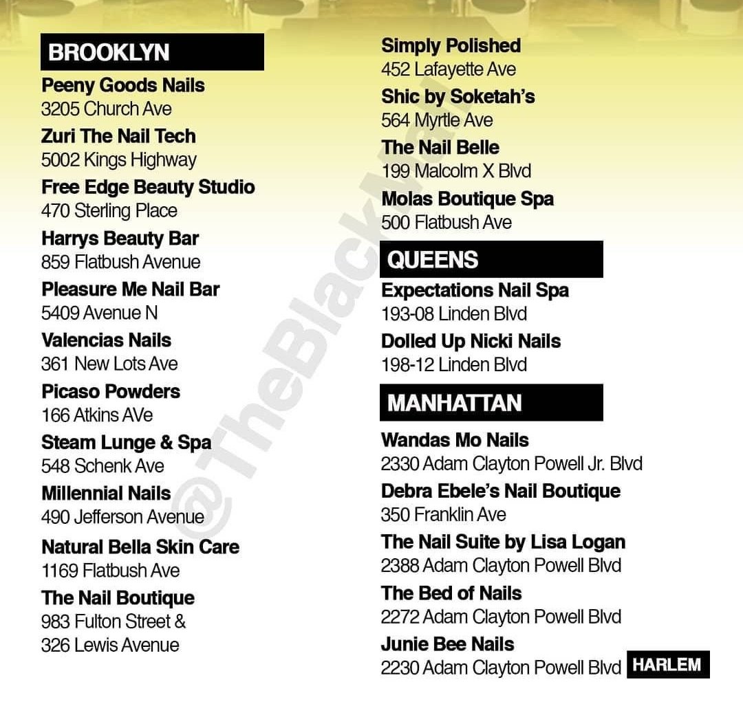 EnergizerHunnii's tweet photo. For the ladies...Black-owned nail salons in NYC 💞 https://t.co/kXHxemGbXd