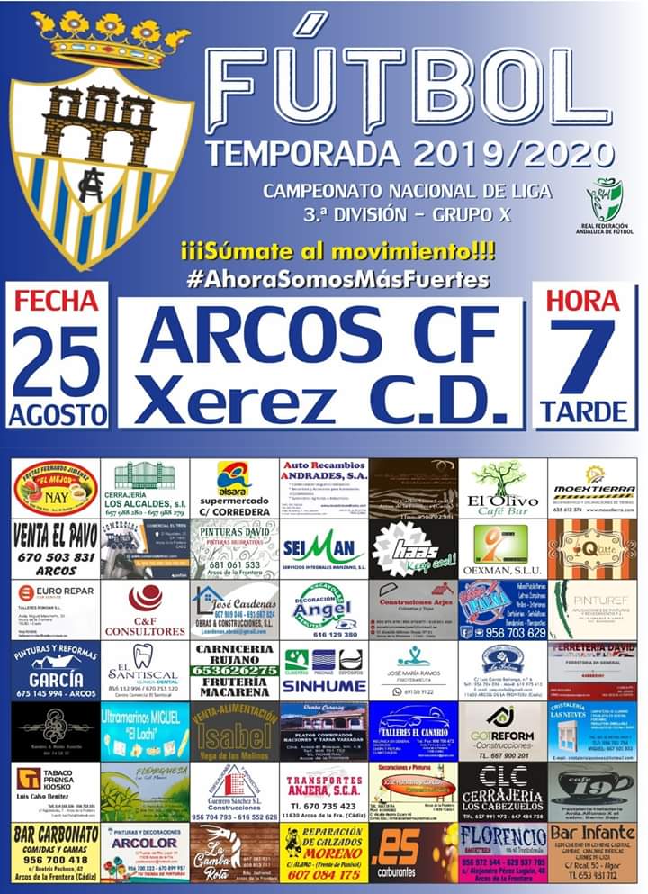 AlbertoVazqe's tweet photo. Ya queda menos para que comience lo bueno... A disfrutar!!! Domingo a las 19:00 @arcoscf vs @XerezCD_OFICIAL #J1 #3DivGX #Temp1920 #ArcosCF #APorTodas #VamosArcos #AhoraSomosMásFuertes #TrabajoTrabajoyMásTrabajo #QueNoPare #QuienLuchaSinDescansoTriunfa #IlusiónPasiónyFe https://t.co/CB6KBIfMQD