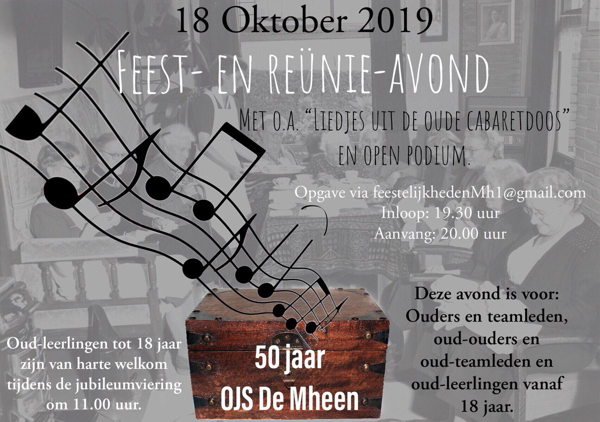 <a href="/demheen/">De Mheen, Jenaplan</a> bestaat binnenkort 50 jaar. En daar hoort natuurlijk een feest bij! Van 14 t/m 18 oktober zijn er allerlei activiteiten voor de leerlingen en op 18 oktober sluiten we de feestweek af!