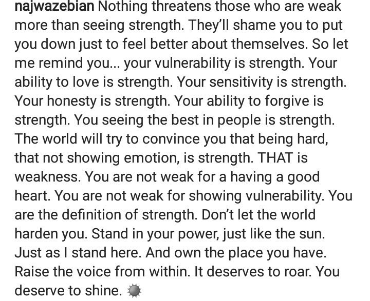 _JannaOnyemaobi's tweet photo. You having a good heart is your strength, your ability to forgive is your strength, you seeing the best in people is your strength.

STAND IN YOUR POWER, JUST LIKE THE SUN.

I am the sun @najwazebian https://t.co/ofcptUSzrt