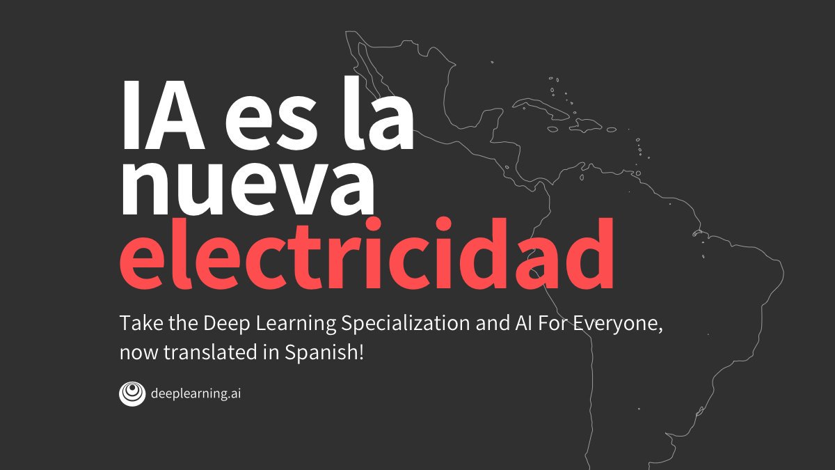 DeepLearningAI's tweet photo. ¿Qué es una red neuronal? To help more Spanish speakers break into AI, we're releasing a Spanish translation of both the Deep Learning Specialization and AI For Everyone! You can access both translations now on @Coursera: https://t.co/jlhJJg6TVb https://t.co/JSx44i32jc