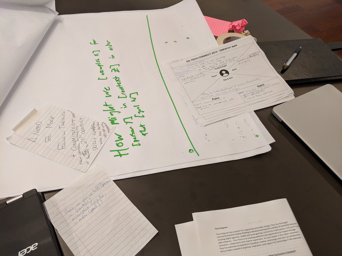 OttawaLouise's tweet photo. The post-its are out. Design thinking in progress. #edtechwaterloo https://t.co/znTE2Pwd0m