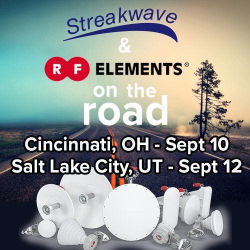 Join us on the road with <a href="/rfelements/">RF elements</a> to learn how RF Elements' products deliver fast sustainable wireless and how they can be deployed to assist in the fight against RF pollution. 

Reserve your spot now as space is limited. 
swav.co/2ZmIEnJ