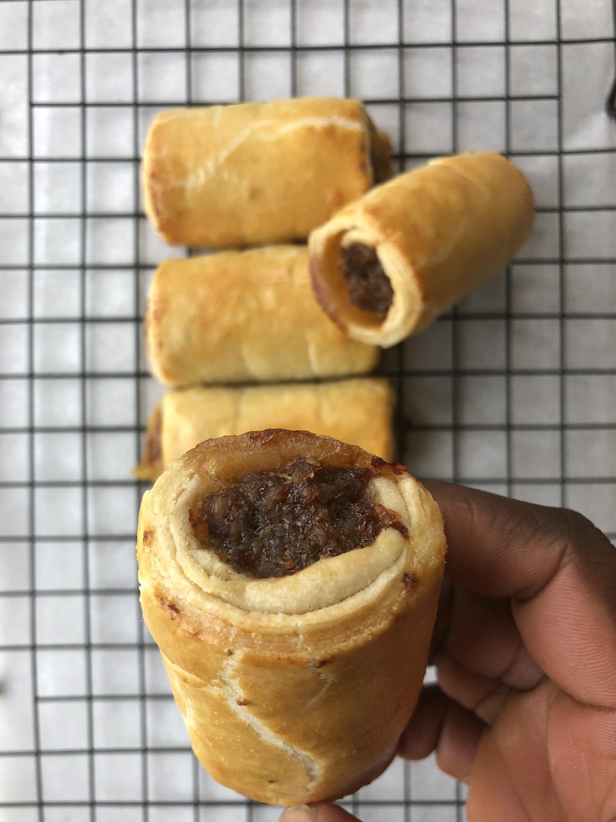 TheTobiSmith's tweet photo. Goat Meat Sausage Rolls. Another addition to the gourmet sausage rolls line up. Beautifully seasoned ground goat in that buttery dough was a real winner. #TwoThirtyFourKitchen https://t.co/NMuAHJHpXT