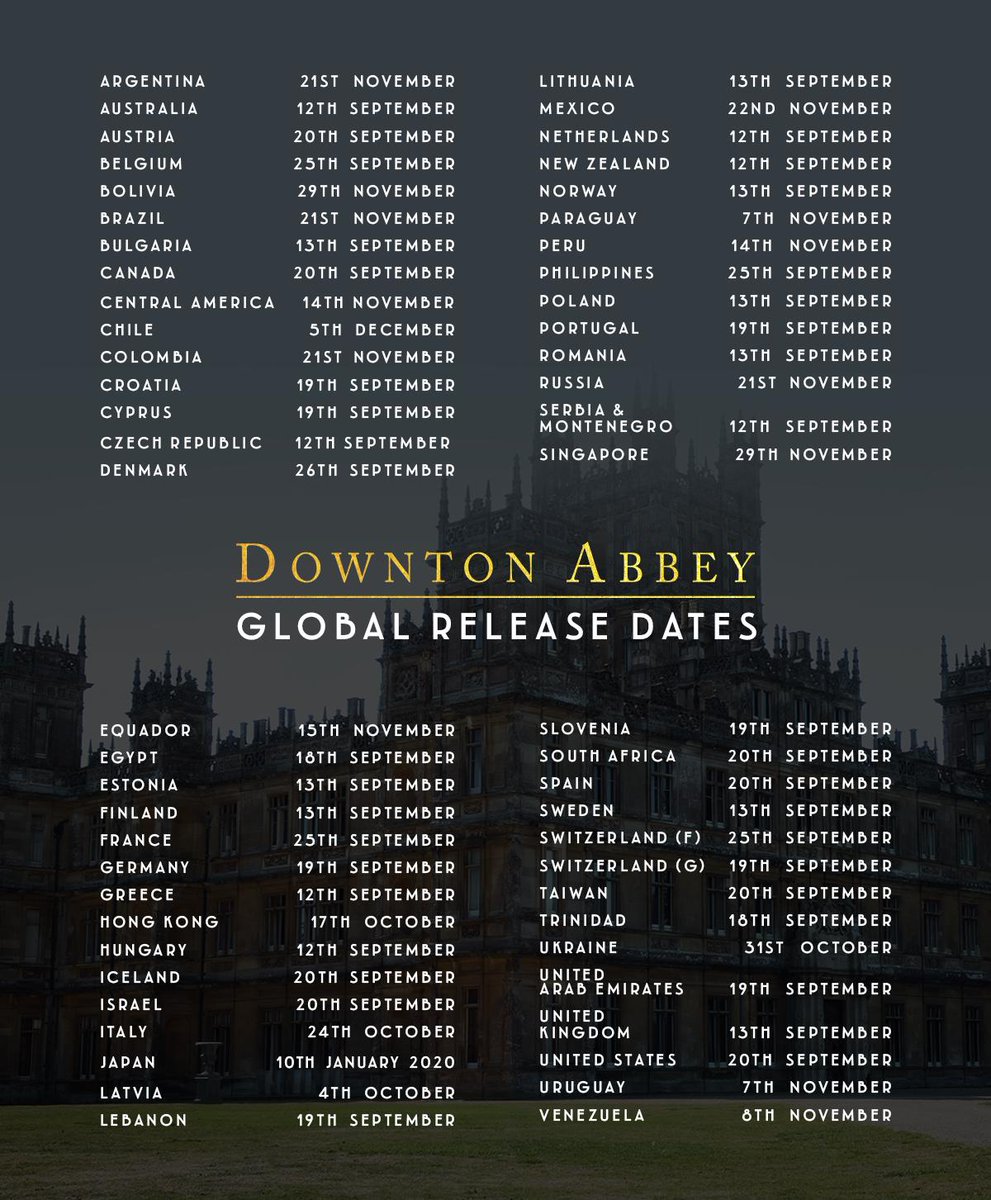 DowntonAbbey's tweet photo. Find out when #DowntonAbbeyFilm is opening near you: https://t.co/zow68exB2t https://t.co/3Tw7nEWHLs