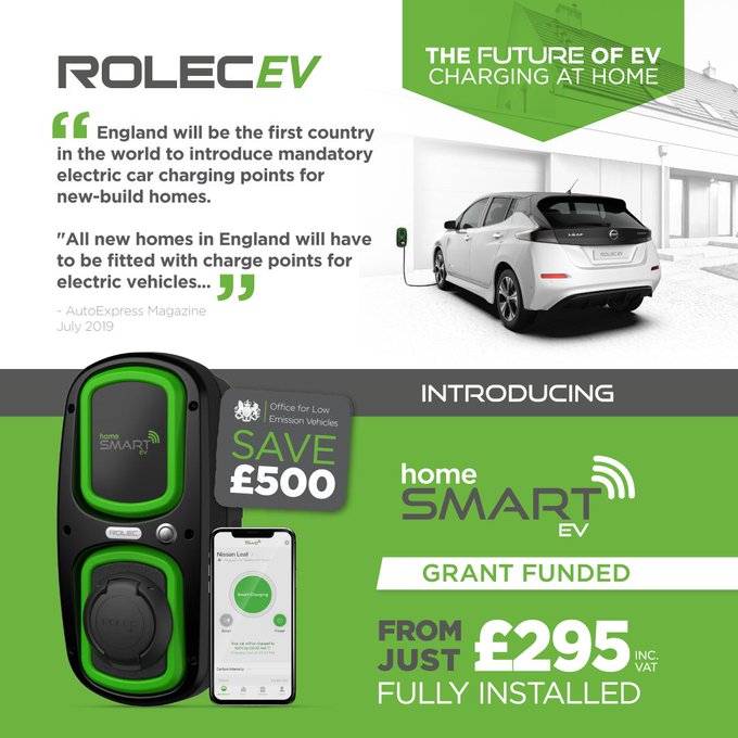 RolecEV's tweet photo. England could be the first country in the world to introduce mandatory #EVcharging points for new build homes... Read more: https://t.co/wRoJY5fEgh #ev #phev #homebuild #electricvehicles #motoring #environment https://t.co/5mNzgCDNMZ