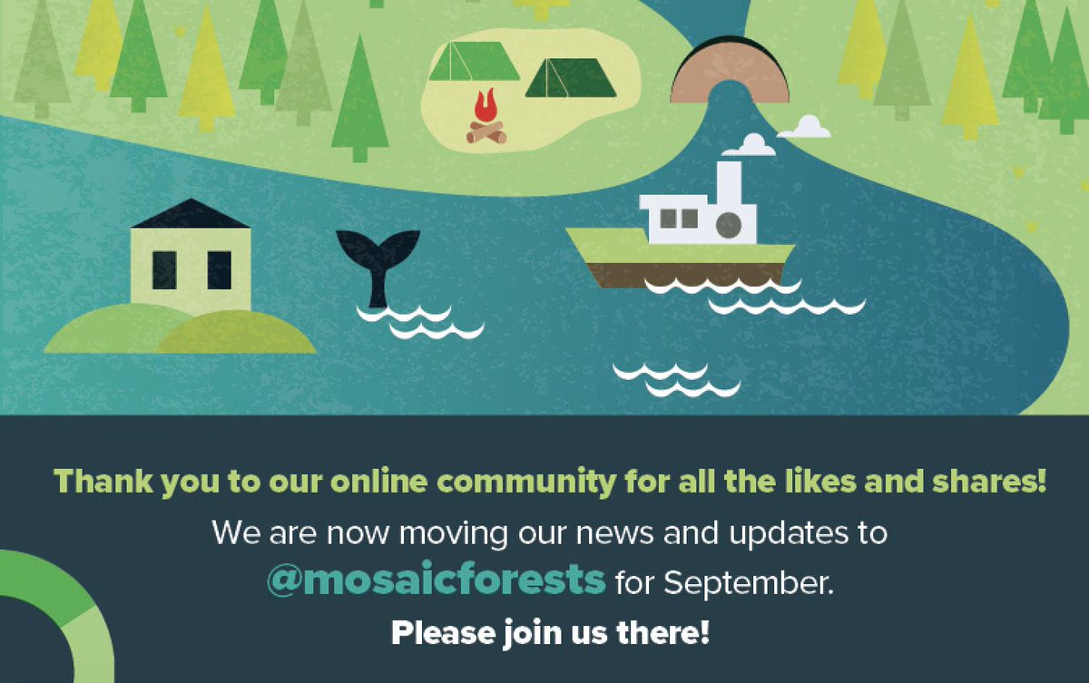 We love being social with you - we invite you to follow us <a href="/mosaicforests/">MosaicForests</a>  to keep in touch. We will be closing this account down in September and moving to <a href="/MosaicForests/">MosaicForests</a> to continue sharing news of contests, community sponsorships, access and more! Please join us there.