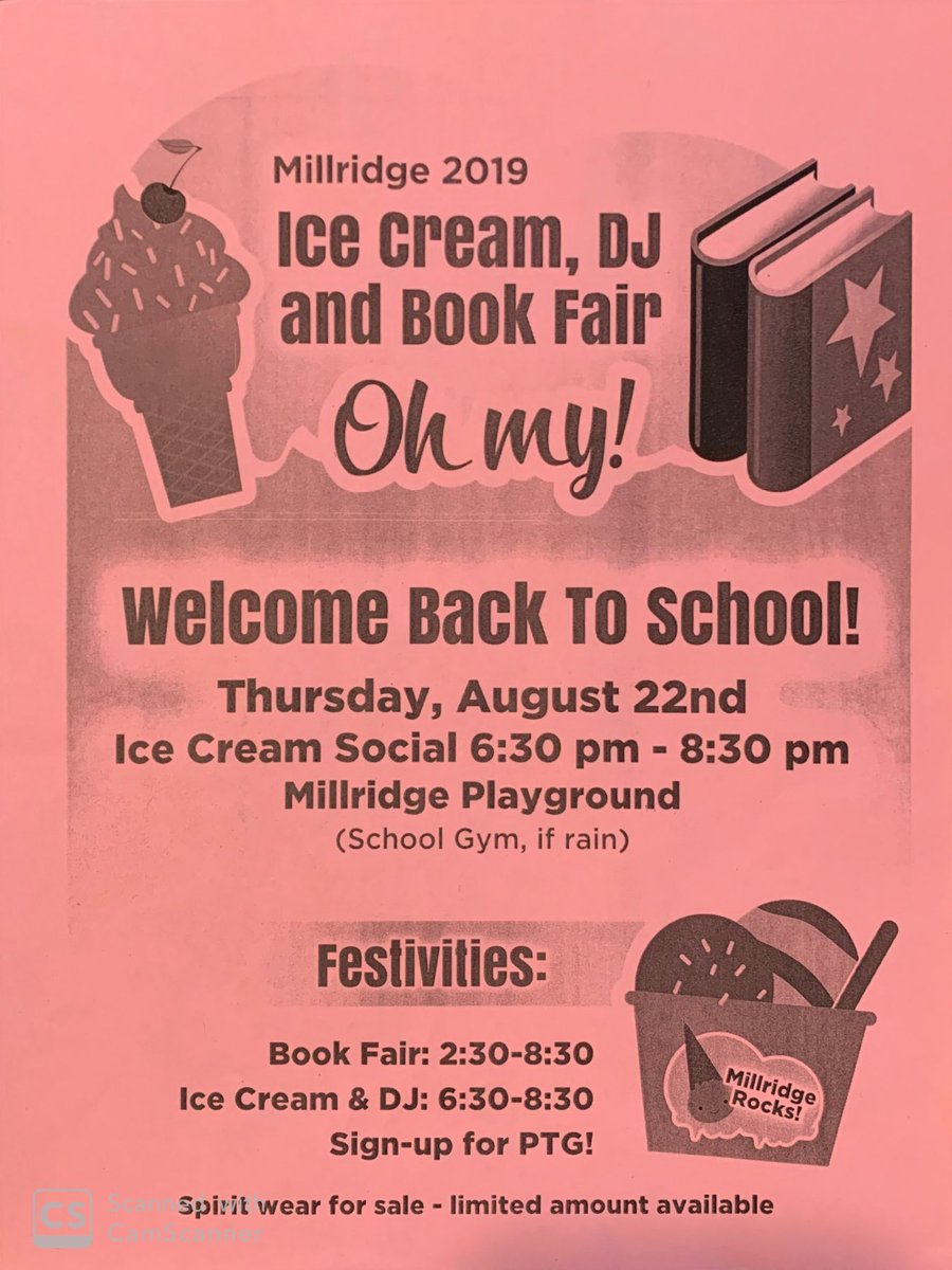 It’s time for some ice cream, books &amp; fun Millridge Elementary!!!🍦📚😁