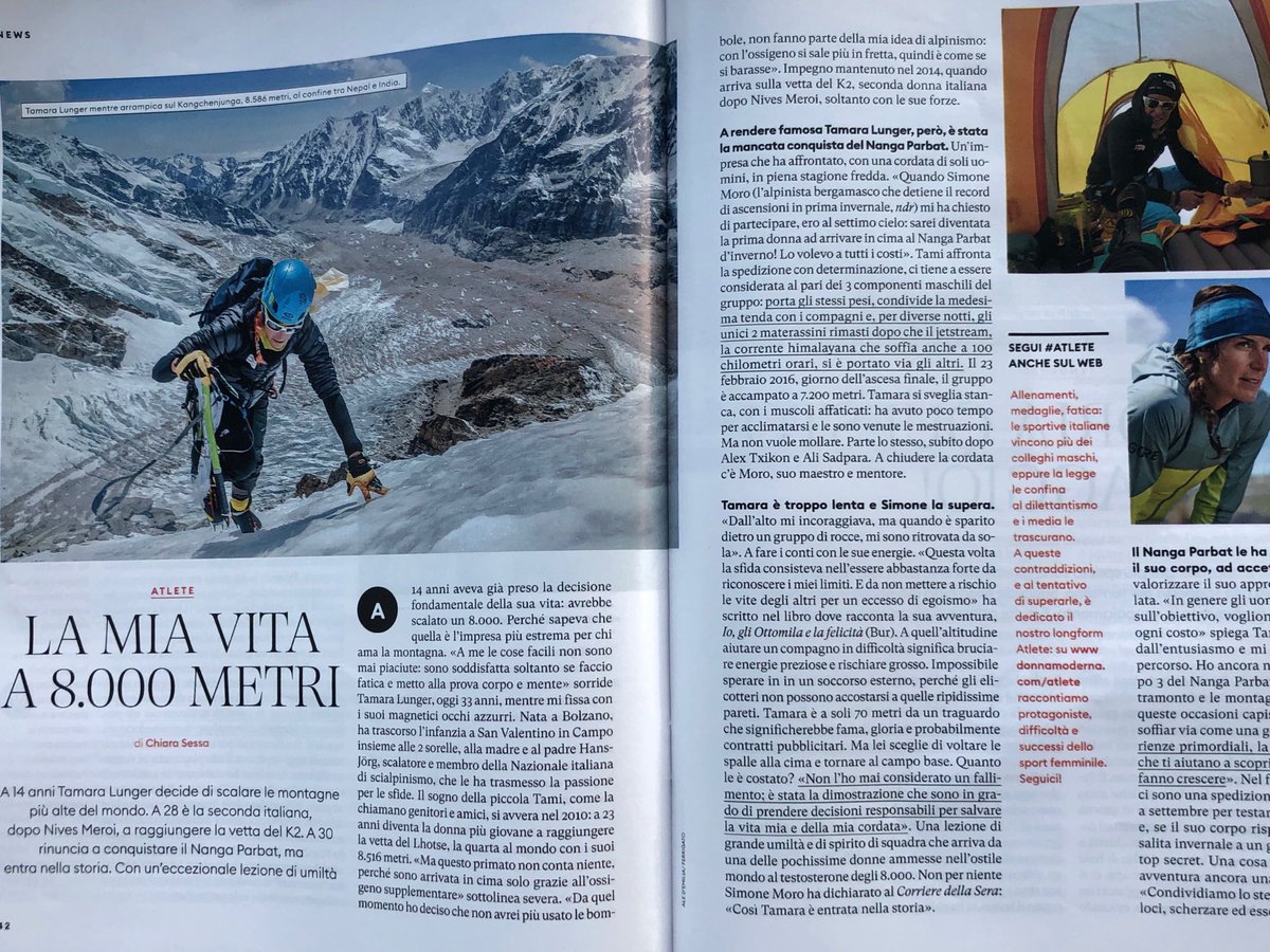 Su ⁦<a href="/DonnaModerna/">Donna Moderna</a>⁩ di questa settimana la storia di Tamara Lunger, la donna che ha affrontato il Nanga Parbat con ⁦<a href="/morosimone/">Simone Moro</a>⁩ ⁦<a href="/MariannaZanatta/">Marianna Zanatta</a>⁩
