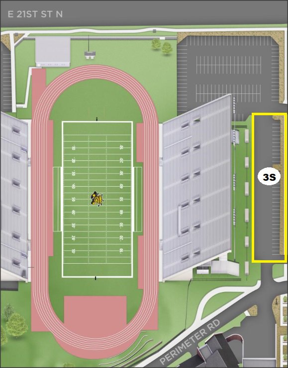 Alert for Friday 8/23: All of lot 3S will be closed for a Food Truck Rally being held in conjunction with the Clash of the Colleges Event.