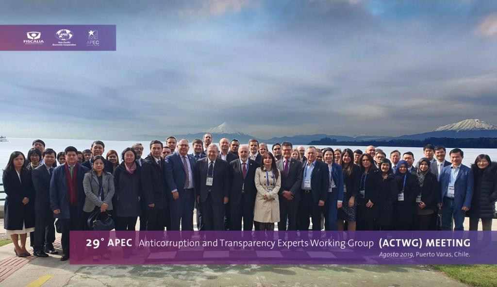 FiscaliadeChile's tweet photo. Delegados de las 21 economías del foro de Asia Pacífico reunidos en la 29° Reunión del Grupo de Trabajo de Expertos Anticorrupción y Transparencia de APEC #ACTWG #puertovaras @APECChile2019 #APECChile2019 https://t.co/vxTHJFHtWN