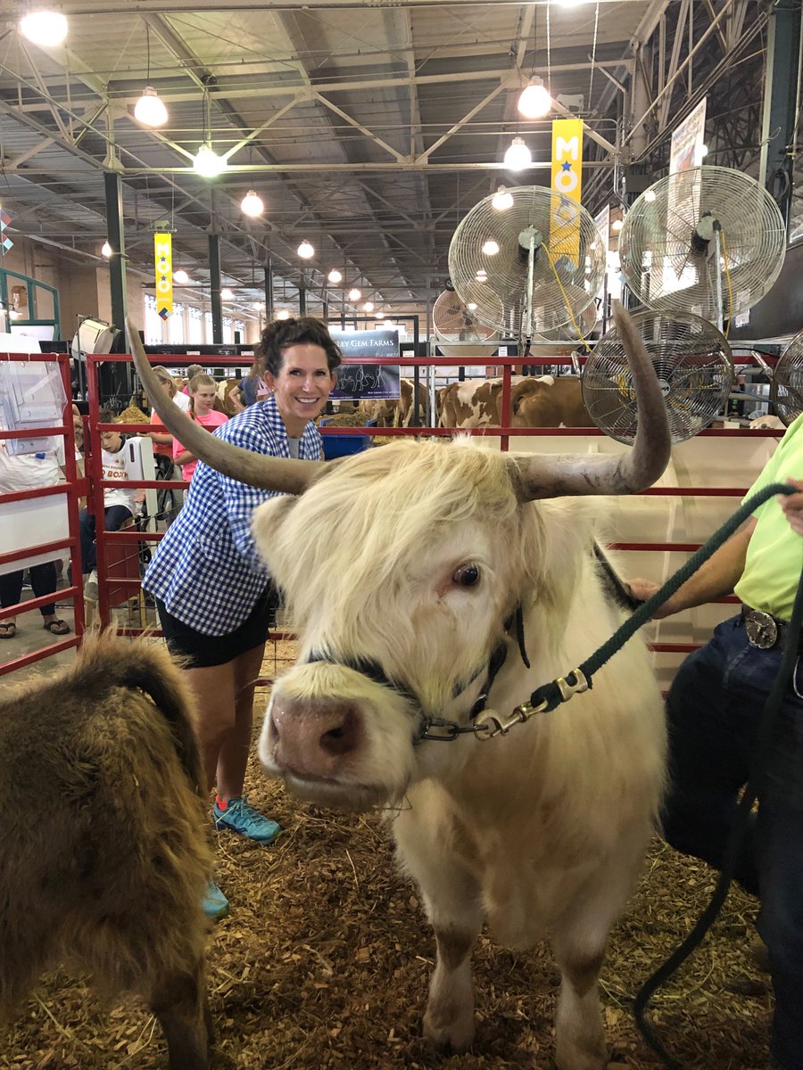 State Fair fun with TeamBarley <a href="/LiftBridge/">Lift Bridge Brewing</a> visiting this Hairy Cow! Have you ever seen a cow with horns like this?! (and it's a female too! #stronggirl)