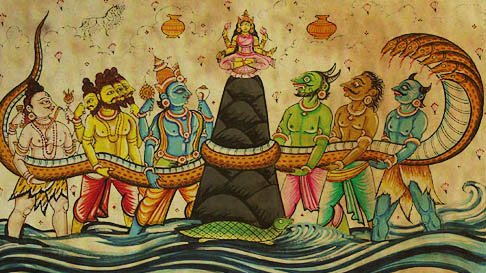 Mount Meru is a sacred mountain in Hindu and Buddhist cosmology. Its supposedly hundred of thousands of miles high and surrounded by four rivers and four continents. It was said to be the center of the universe.