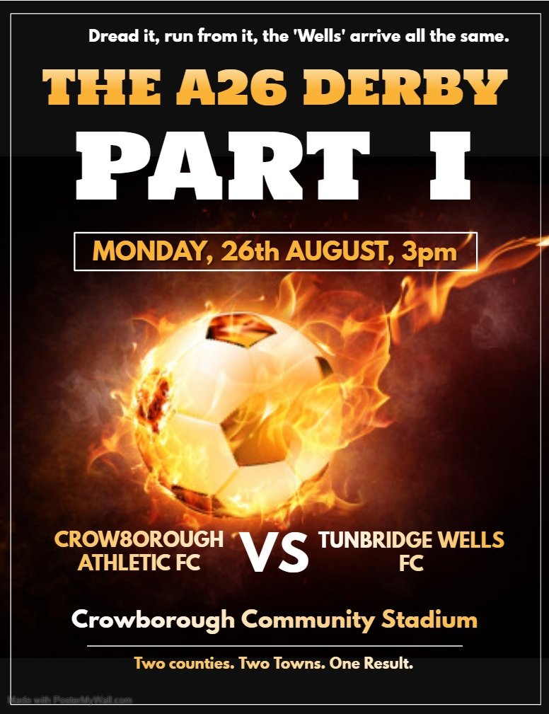 TWFCsupporters's tweet photo. 'A26 Derby Part I' build up.

The small matter of a FA Cup Preliminary Round fixture at Haywards Heath Town FC this Saturday then things are about to heat up 🔥 with a Bank Holiday Monday Blockbuster.

'Wells' fans... Assemble! ✊

#Nonleague https://t.co/EAdKsoKkdB