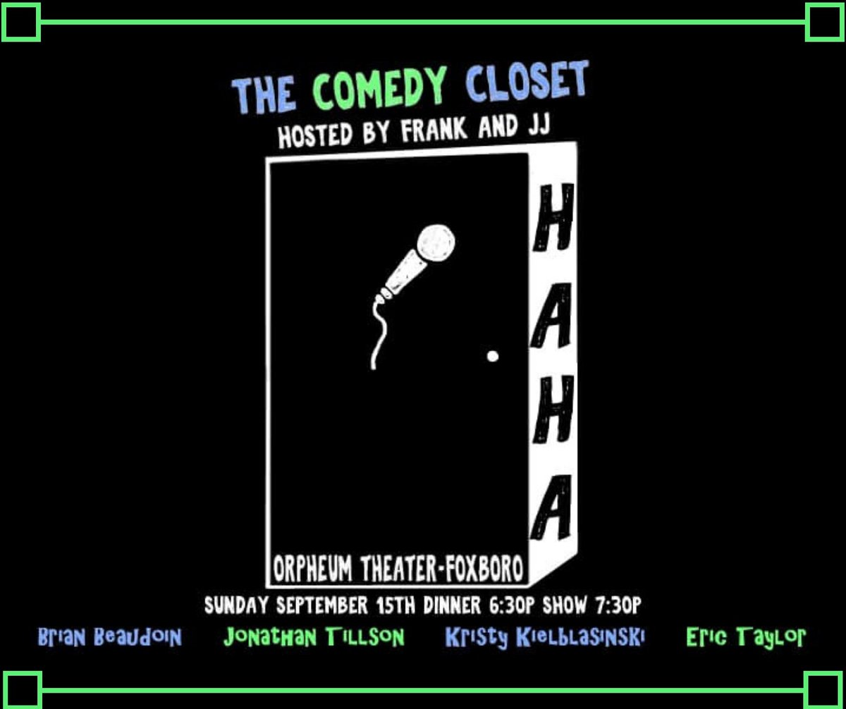 Hilarious comics coming to an Upper Lobby near you-- specifically our Upper Lobby 😁 
The Comedy Closet 
Presented by OnCommon Comedy
 9/15  @ 6:30pm
Join us for yummy food (Italian/American cuisine) and a night filled with laughs! 
$20!  
box office 508-543-2787 
#mrpac #comedy