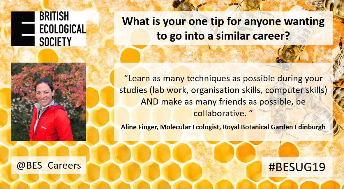 BES_careers's tweet photo. Dr Aline Finger had lots of advice during #BESUG19, such as there being no wrong turns because everything you learn along the way will be valuable. Here, she shares her top careers tips as well as why it is she loves her job. https://t.co/5orT96n7Aj