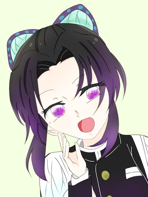 ぷれさんがTwitterに投稿した胡蝶しのぶ(鬼滅の刃)のイラスト。