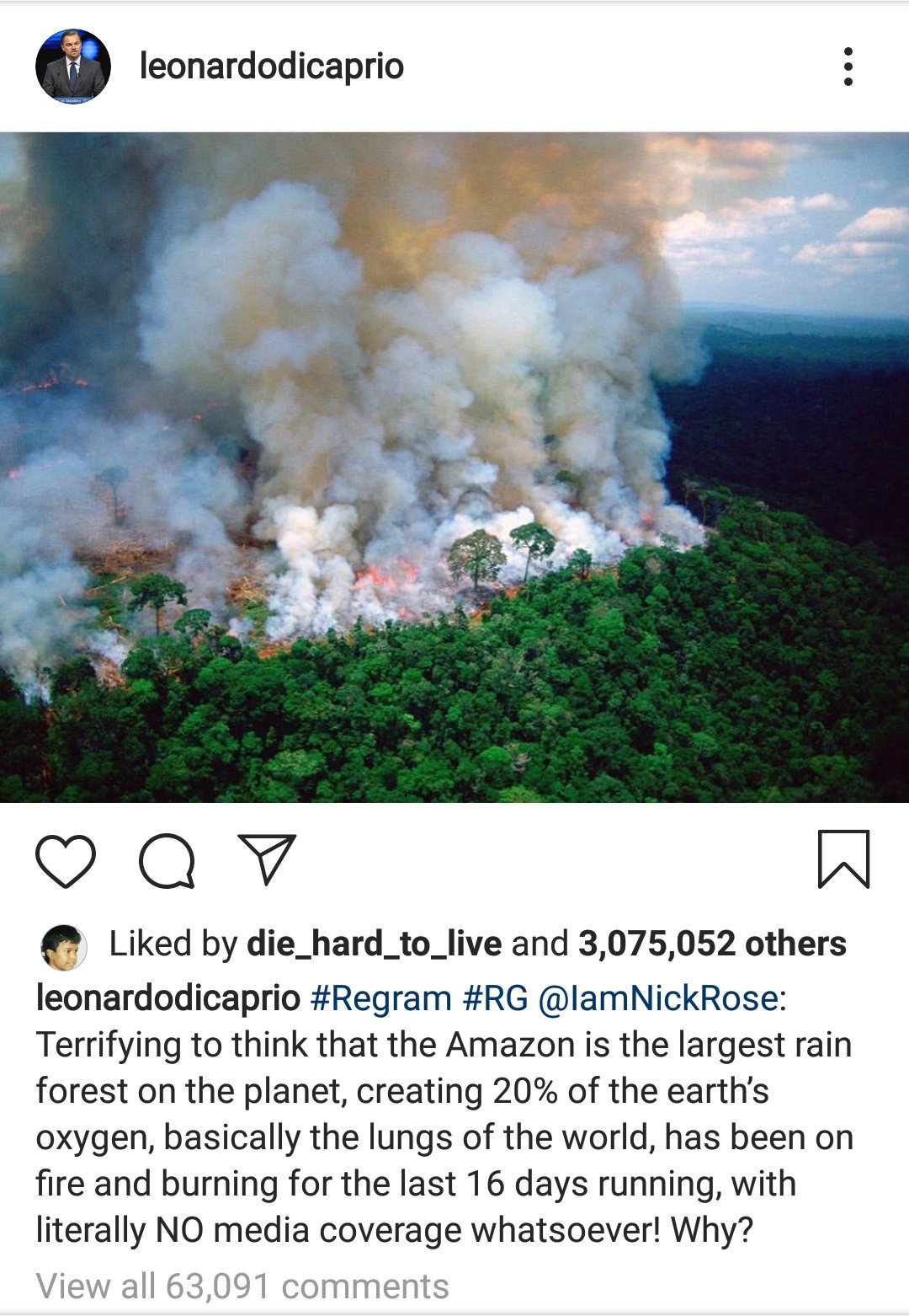 leonardo dicaprio instagram amazon