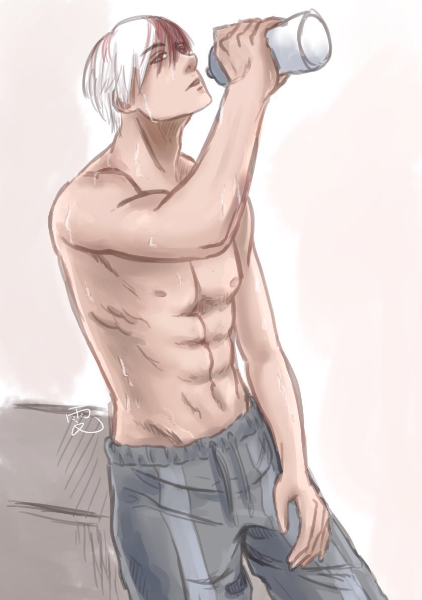 Todoroki sips his water slowly, he had just finished his workout. He looks at (your oc) and smiles a little.

"Hey, what's up? I didn't know you were training in here today."