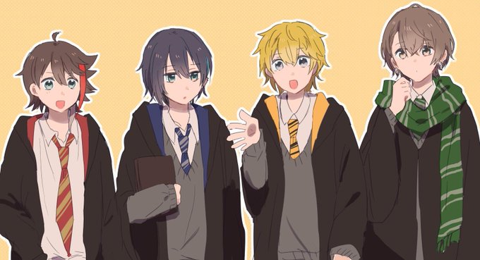 19年男子組のコラボの色分けめちゃめちゃハリポタぽいな〜って思って描いたやつ コラボ内容とは全く関係ないありません ちょ〜楽しみ 