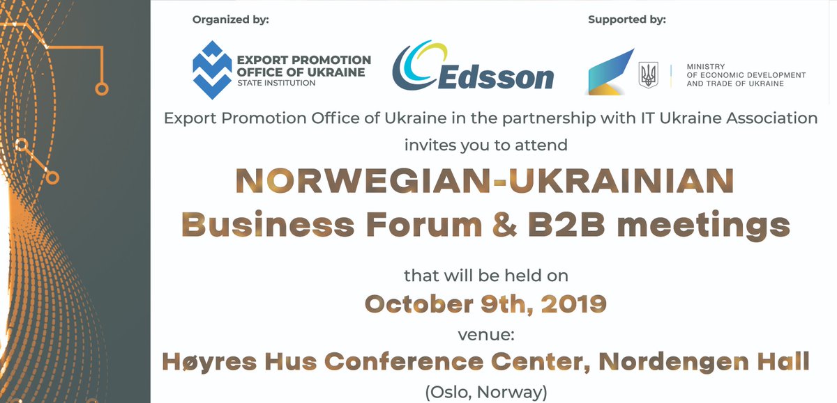 EdssonSoftware's tweet image. We are proud to announce that @EdssonSoftware  is a part of the IT Trading Mission to Norway led by Export Promotion Office and IТ Ukraine Association.
🚩The details of Edsson as part of the EPO mission: epo.edsson.com