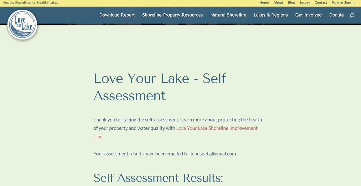 Volunteer4Birds's tweet photo. On a #Lake? Try this out. This self-assessment evaluates your shoreline and provides tips at the same time. Definitely worth 10 minutes of your time!!! https://t.co/6ZD9vyJGpp #cottage #CLLSSurvey #LoveYourLake https://t.co/Aev96L3GkC